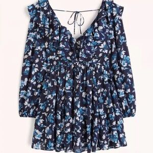 Abercrombie & Fitch Blue Floral Longsleeve Mini Dress Size XSP